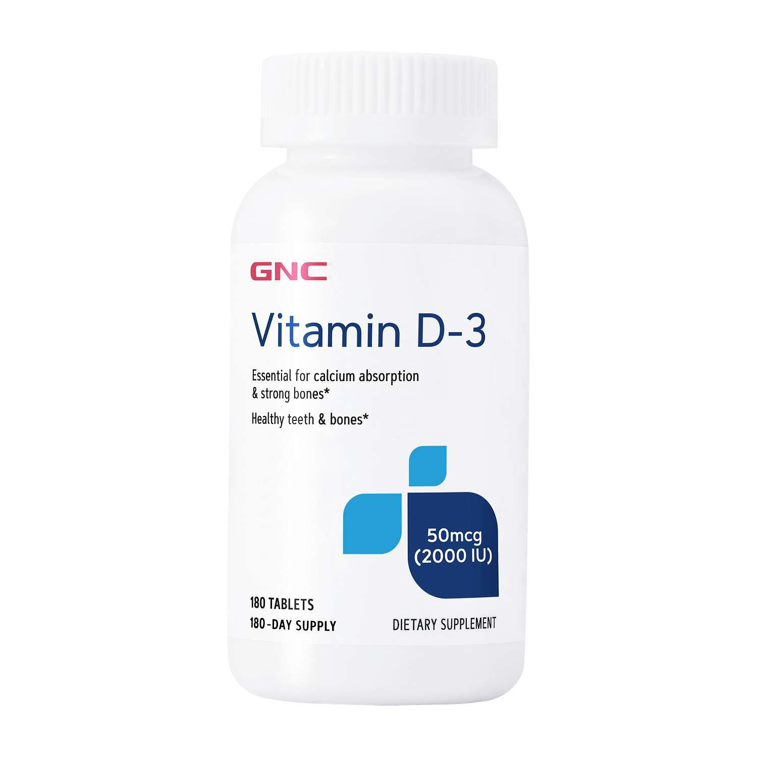 Vitamin D-3 Tablets - 50 mcg (2000 IU) - 180 Tablets (180 Servings)  | GNC